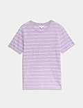 Gestreiftes T-Shirt aus reiner Baumwolle in normaler Passform
