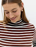 Cotton Rich Ribbed Funnel Neck Top