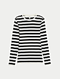 Cotton Rich Striped Ribbed Top