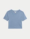 Pure Cotton Slim Fit Crop T-Shirt