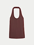 Top de algodón con cuello halter