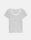 Cotton Rich Striped Scoop Neck T-Shirt