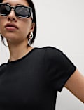 Ριμπ T-Shirt σε στενή γραμμή με υψηλή περιεκτικότητα σε βαμβάκι, σετ των 2