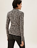 Cotton Rich Animal Print Funnel Neck Top