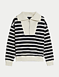 Cotton Rich Striped Half Zip Sweatshirt