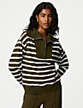 Cotton Rich Striped Half Zip Sweatshirt