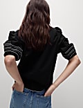 Pure Cotton Embroidered Popover Blouse