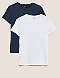 2er-Pack eng anliegende T-Shirts mit hohem Baumwollanteil