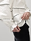 Cotton Rich Embroidered Frill Detail Blouse