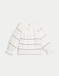 Cotton Rich Embroidered Frill Detail Blouse