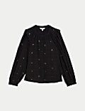 Blouse en coton mélangé avec ornements
