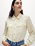 Cropped Textured Collared Shirt