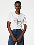 Pure Cotton Embellished England T-Shirt