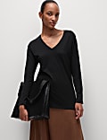 Cotton Rich V-Neck Longline Top