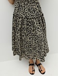 Pure Cotton Printed Midi Waisted Dress