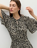 Pure Cotton Printed Midi Waisted Dress