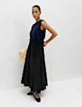 Taffeta Midi Circle Skirt