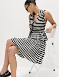 Cotton Blend Gingham Mini Circle Skirt