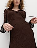 Jersey Floral Lace Midaxi Bodycon Dress