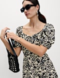 Pure Cotton Tie Front Waisted Mini Dress