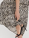 Satin Zebra Print Cowl Neck Midaxi Dress