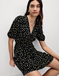 Ditsy Floral V-Neck Mini Tea Dress