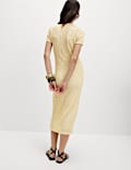 Jersey Textured V-Neck Midi Column Dress