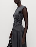 Jersey Dropped Waist Midi Dress