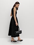 Midi-Skaterkleid mit eckigem Ausschnitt