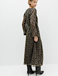Chiffon Spot Print Midi Wrap Dress
