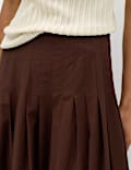 Falda midi con plisado fino 100 % algod&oacute;n
