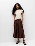 Falda midi con plisado fino 100 % algod&oacute;n