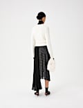Polka Dot Pleated Hi Low Asymmetric Skirt