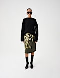 Satin Floral Knee Length Slip Skirt