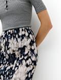 Printed Plisse Midi Column Skirt