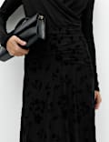 Devore Floral Ruched Midi A Line Skirt