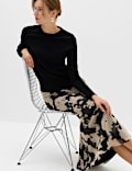 Chiffon Abstract Printed Midi Slip Skirt