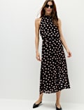 Mesh Polka Dot Midi A-Line Skirt