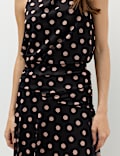 Mesh Polka Dot Midi A-Line Skirt