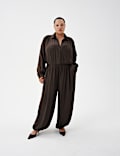 Pleated Satin Jumpsuit