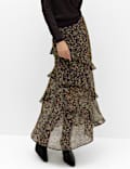 Floral Midi Tiered Skirt