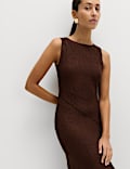 Robe coupe droite midaxi en coton textur&eacute;