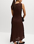 Robe coupe droite midaxi en coton textur&eacute;