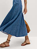 Denim Halter Neck Midi Column Dress