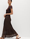 Jersey Textured Midaxi Straight Slip Skirt