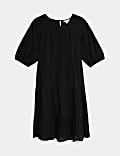 Pure Cotton Broderie Mini Tiered Dress