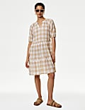 Cotton Rich Checked Mini Tiered Dress