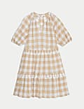 Cotton Rich Checked Mini Tiered Dress