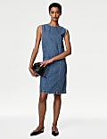 Denim Round Neck Mini Shift Dress