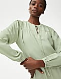 Pure Lyocell™ Tie Neck Mini Tiered Dress